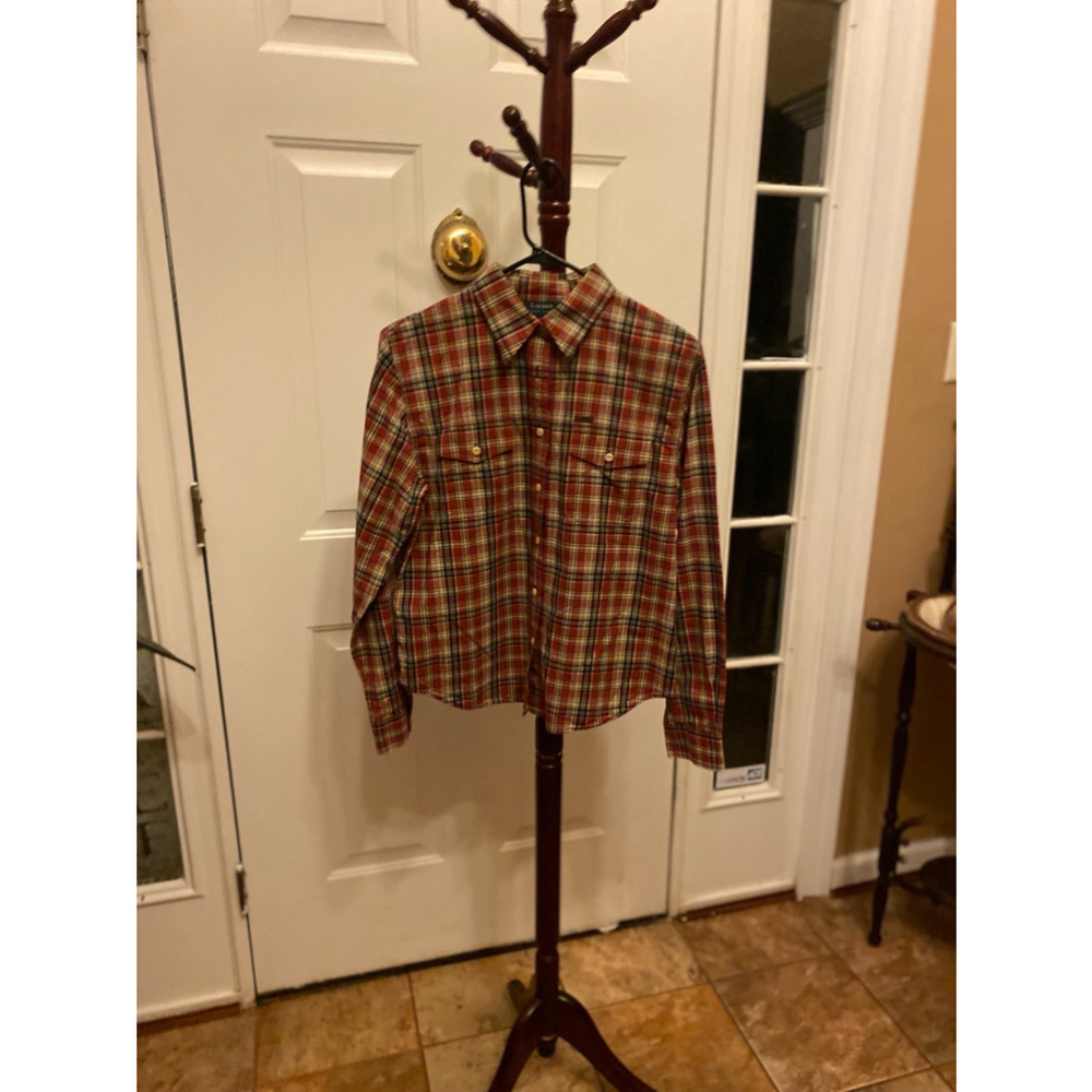 Ralph Lauren plaid button down top size M